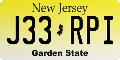 NJ license plate J33RPI