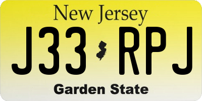 NJ license plate J33RPJ