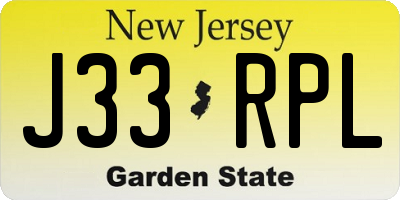 NJ license plate J33RPL
