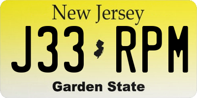 NJ license plate J33RPM