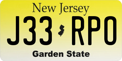 NJ license plate J33RPO