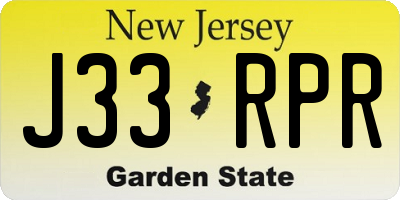 NJ license plate J33RPR