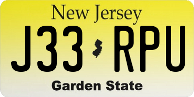 NJ license plate J33RPU