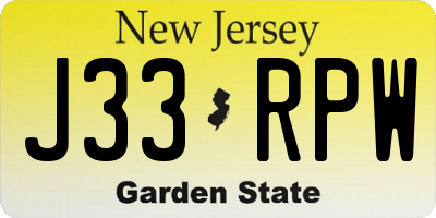 NJ license plate J33RPW