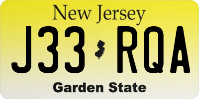 NJ license plate J33RQA