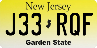 NJ license plate J33RQF