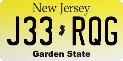 NJ license plate J33RQG
