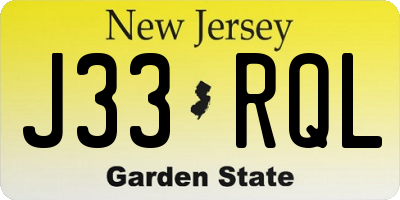 NJ license plate J33RQL