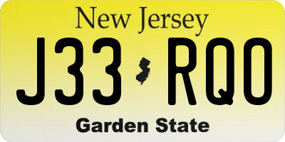 NJ license plate J33RQO