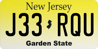 NJ license plate J33RQU