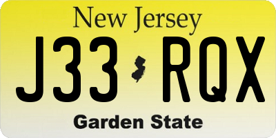 NJ license plate J33RQX