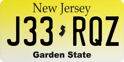 NJ license plate J33RQZ