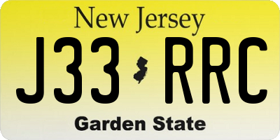 NJ license plate J33RRC
