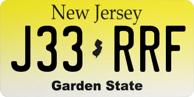 NJ license plate J33RRF