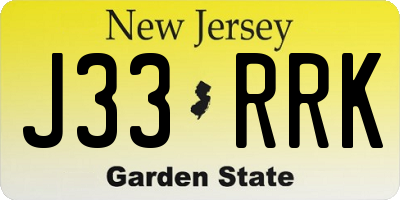 NJ license plate J33RRK