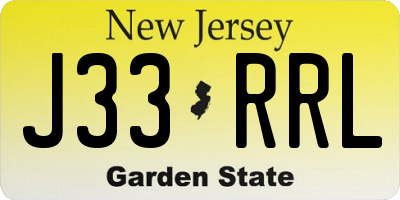 NJ license plate J33RRL