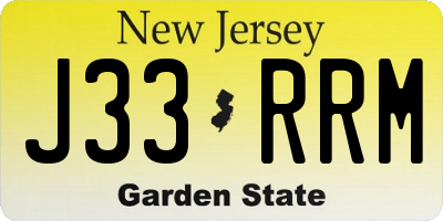 NJ license plate J33RRM