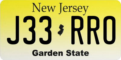 NJ license plate J33RRO