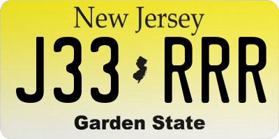 NJ license plate J33RRR