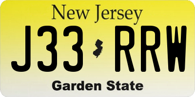 NJ license plate J33RRW