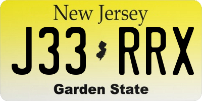 NJ license plate J33RRX
