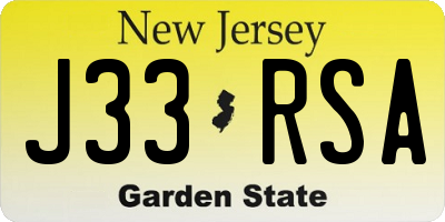 NJ license plate J33RSA