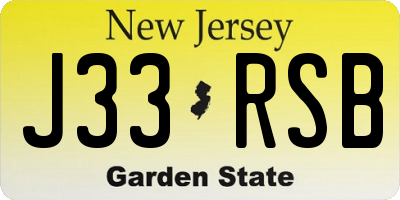 NJ license plate J33RSB