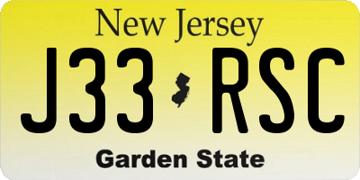NJ license plate J33RSC