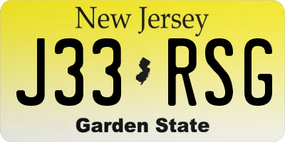 NJ license plate J33RSG