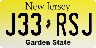 NJ license plate J33RSJ