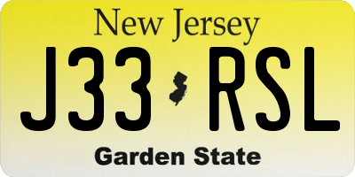 NJ license plate J33RSL