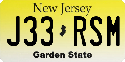 NJ license plate J33RSM