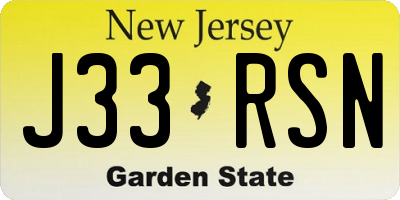 NJ license plate J33RSN