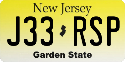 NJ license plate J33RSP