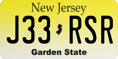 NJ license plate J33RSR