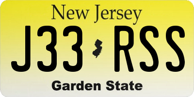 NJ license plate J33RSS