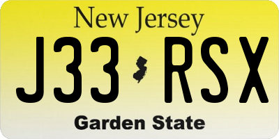NJ license plate J33RSX