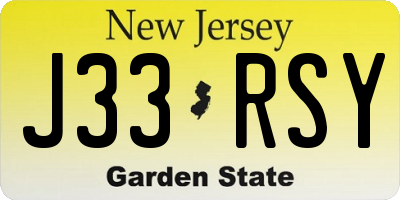 NJ license plate J33RSY