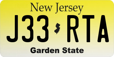 NJ license plate J33RTA