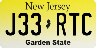 NJ license plate J33RTC