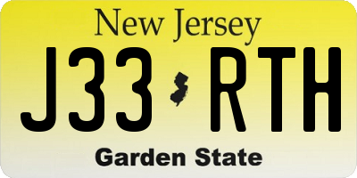 NJ license plate J33RTH