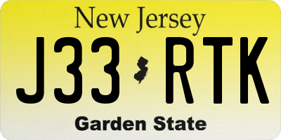 NJ license plate J33RTK