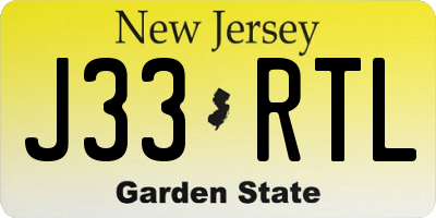 NJ license plate J33RTL