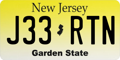 NJ license plate J33RTN