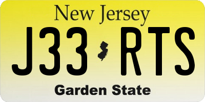 NJ license plate J33RTS