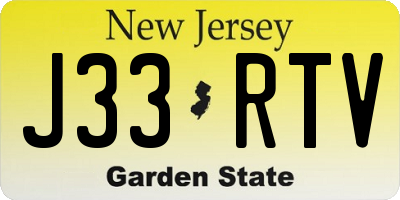NJ license plate J33RTV