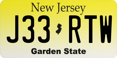 NJ license plate J33RTW