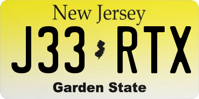 NJ license plate J33RTX
