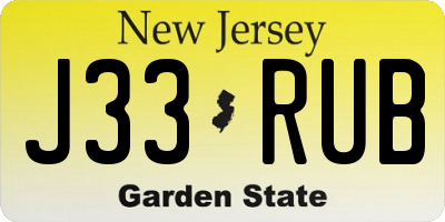 NJ license plate J33RUB