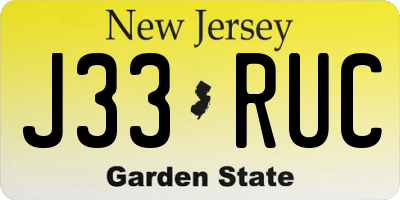 NJ license plate J33RUC